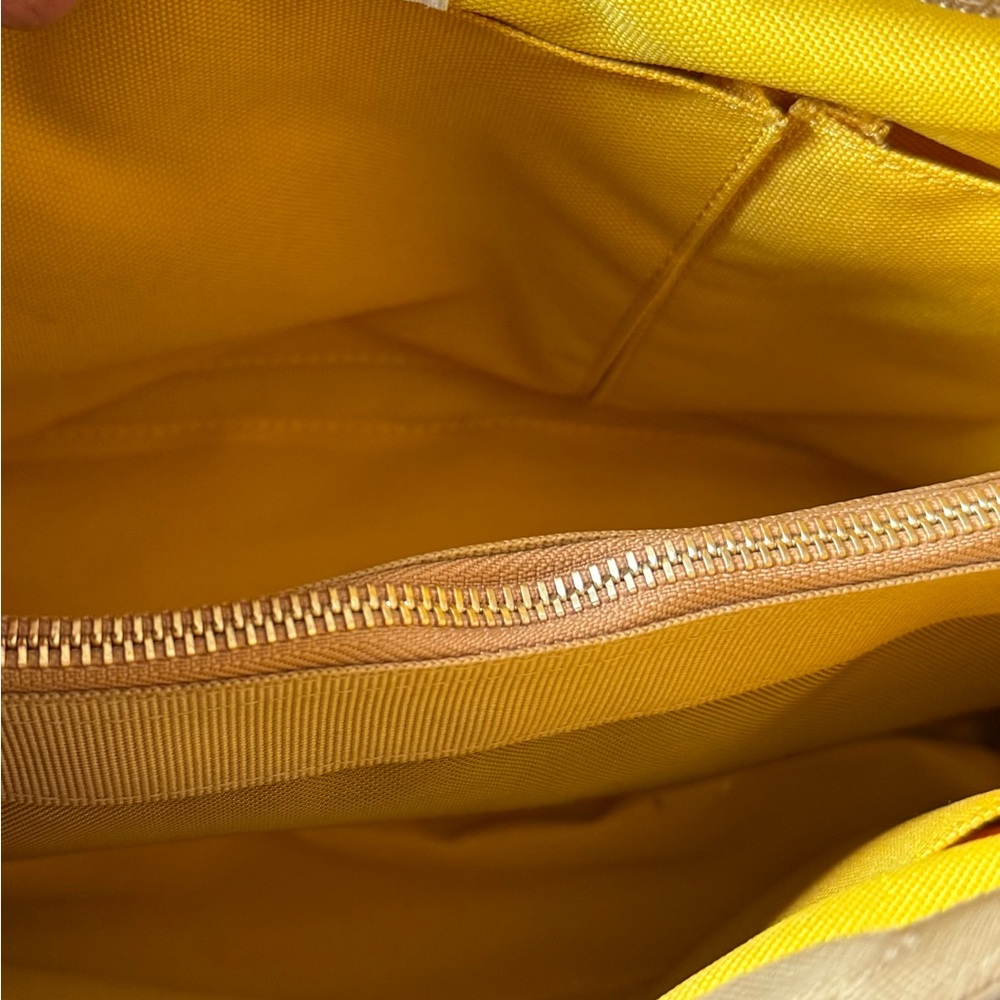 Eric Javits Woven Metallic Gold, Silver and Tan Striped Shoulder Bag - Picture 7 of 11